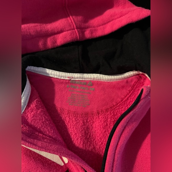 Reebok Girls 6-9 Months One Piece Hooded Full Zip Up Romper Jumpsuit Bright Pink - Picture 3 of 3